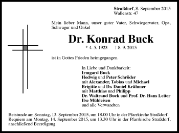 Traueranzeige von Konrad Buck von Gmünder Tagespost
