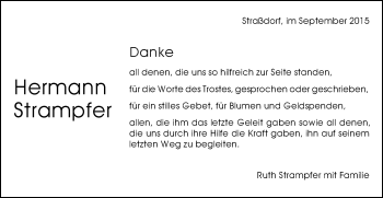 Traueranzeige von Hermann Strampfer von Gmünder Tagespost