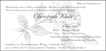 Traueranzeige von Christoph Klotz von Schwäbische Post