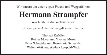 Traueranzeige von Hermann Strampfer von Gmünder Tagespost