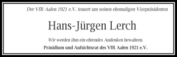 Traueranzeige von Hans-Jürgen Lerch von Schwäbische Post