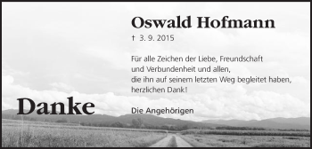 Traueranzeige von Oswald Hofmann von Schwäbische Post