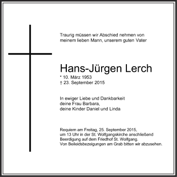 Traueranzeige von Hans-Jürgen Lerch von Schwäbische Post
