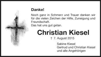 Traueranzeige von Christian Kiesel von OstalbTrauer