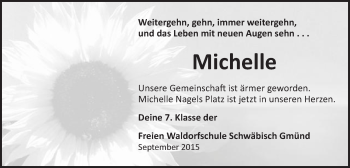 Traueranzeige von Michelle Nagel  von Gmünder Tagespost
