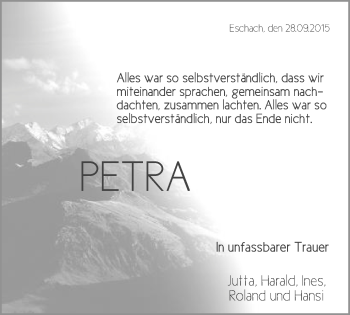 Traueranzeige von Petra  von Gmünder Tagespost