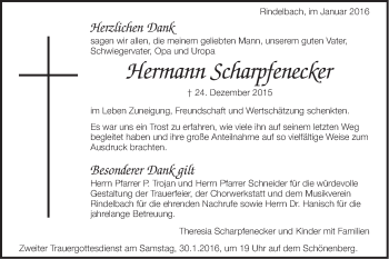 Traueranzeige von Hermann Scharpfenecker von Schwäbische Post