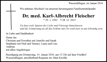 Traueranzeige von Karl-Albrecht Fleischer von Schwäbische Post