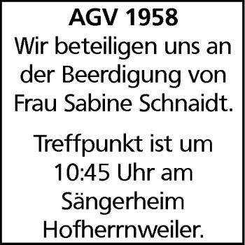 Traueranzeige von Sabine Schnaidt von Schwäbische Post