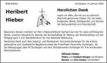 Traueranzeige von Heribert Hieber von Gmünder Tagespost
