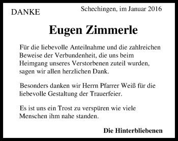 Traueranzeige von Eugen Zimmerle