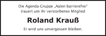 Traueranzeige von Roland Krauß von Schwäbische Post