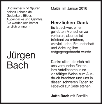 Traueranzeige von Jürgen Norbert Bach von Gmünder Tagespost