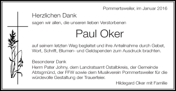 Traueranzeige von Paul Oker von Schwäbische Post