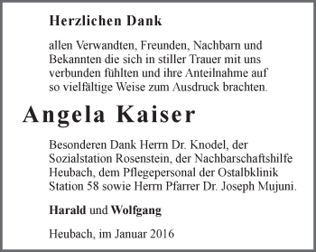 Traueranzeige von Angela Kaiser von Gmünder Tagespost