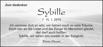 Traueranzeige von Sybille  von Schwäbische Post