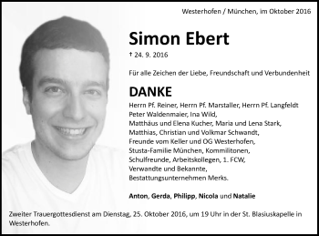 Traueranzeige von Simon Ebert von Schwäbische Post