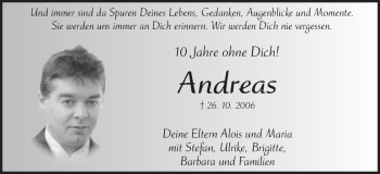 Traueranzeige von Andreas  von Schwäbische Post