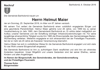 Traueranzeige von Helmut Maier von Gmünder Tagespost