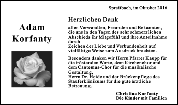 Traueranzeige von Adam Korfanty von Gmünder Tagespost