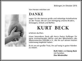 Traueranzeige von Kurt Beck von Gmünder Tagespost