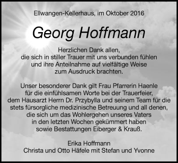 Traueranzeige von Georg Hoffmann von Schwäbische Post