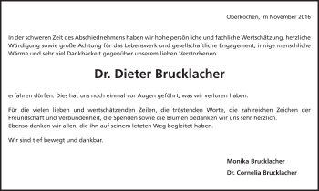 Traueranzeige von Dieter Brucklacher von Amtsblatt_Oko
