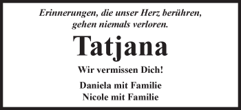 Traueranzeige von Tatjana Bihlmaier von Gmünder Tagespost