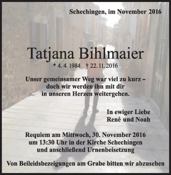 Traueranzeige von Tatjana Bihlmaier von Gmünder Tagespost