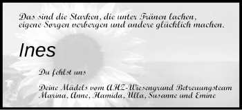 Traueranzeige von Ines  von Schwäbische Post