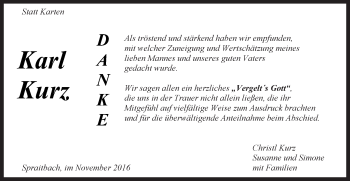 Traueranzeige von Karl Kurz von Gmünder Tagespost