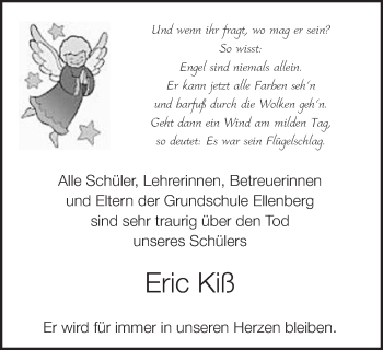 Traueranzeige von Eric Kiß von Schwäbische Post