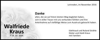 Traueranzeige von Walfriede Kraus von Schwäbische Post