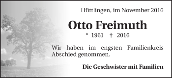 Traueranzeige von Otto Freimuth von Schwäbische Post