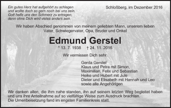 Traueranzeige von Edmund Gerstel von Schwäbische Post