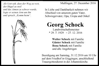 Traueranzeige von Georg Schock 
