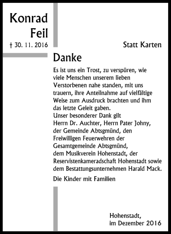 Traueranzeige von Konrad Feil von Schwäbische Post