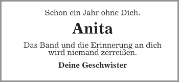 Traueranzeige von Anita  von Schwäbische Post