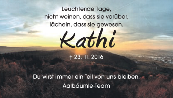 Traueranzeige von Kathi Schiel von Schwäbische Post