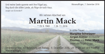 Traueranzeige von Martin Mack von Schwäbische Post