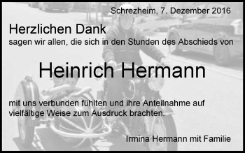 Traueranzeige von Heinrich Hermann von Schwäbische Post