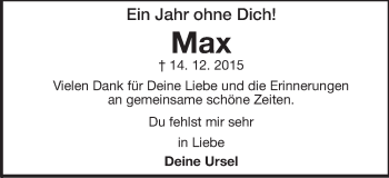 Traueranzeige von Max Appel von Schwäbische Post