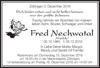 Traueranzeige von Fred Nechwatal von Schwäbische Post