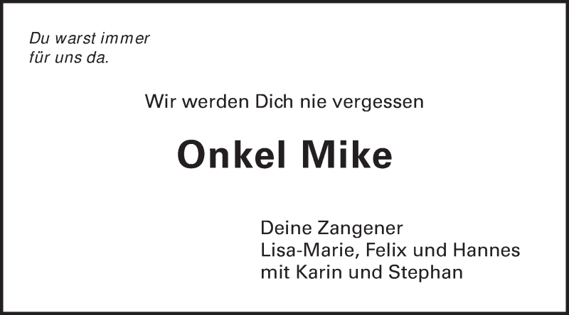  Traueranzeige für Michael Ilg vom 17.12.2016 aus Schwäbische Post