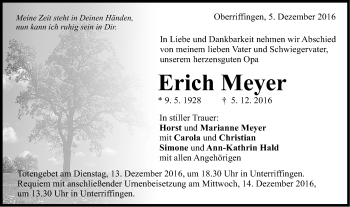 Traueranzeige von Erich Meyer von Schwäbische Post