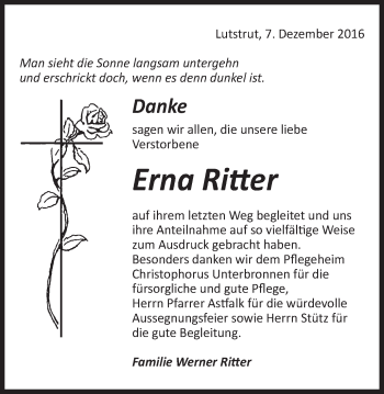 Traueranzeige von Erna Ritter von Schwäbische Post