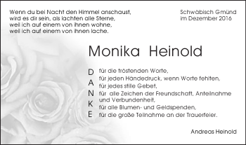 Traueranzeige von Monika Heinold von Gmünder Tagespost