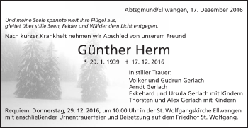 Traueranzeige von Günther Herm von Schwäbische Post