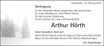 Traueranzeige von Arthur Hörth von Schwäbische Post