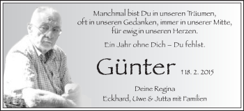 Traueranzeige von Günter Glasbrenner von Schwäbische Post